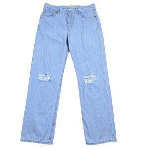 Levis Womens Jeans Low Pro Straight  Distressed High Rise Y2K Light Wash Size 32